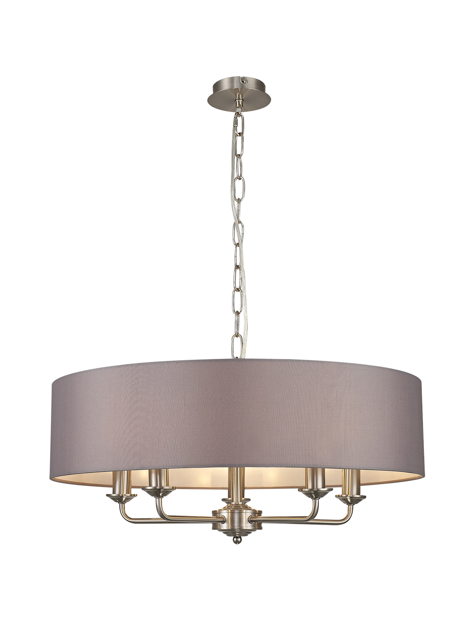 DK0057  Banyan 60cm 5 Light Pendant Satin Nickel, Grey